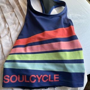 SOULCYCLE Sunset Rainbow Stripe Halter Sports Bra